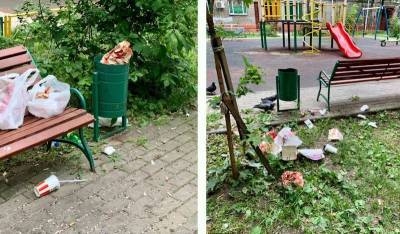 Москвичи пожаловались на скопления мусора на уличных скамейках после введения QR-кодов