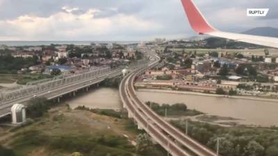 Видео последствий ливней в Сочи, снятое из окна самолёта