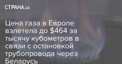Цена газа в Европе взлетела до $464 за тысячу кубометров в связи с остановкой трубопровода через Беларусь