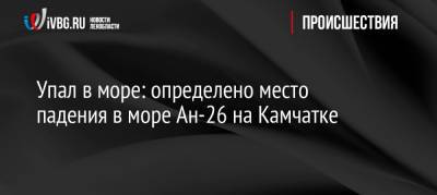 Упал в море: определено место падения Ан-26 на Камчатке