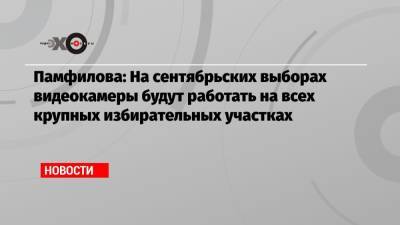 Памфилова: На сентябрьских выборах видеокамеры будут работать на всех крупных избирательных участках