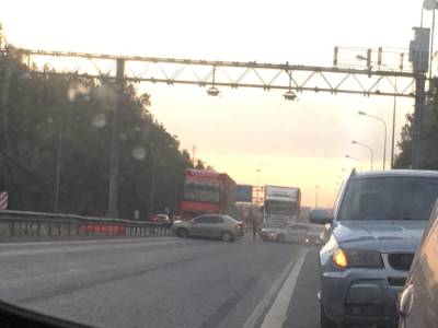 «Невероятно необычное ДТП»: на Мурманском шоссе две фуры заблокировали выезд из Петербурга