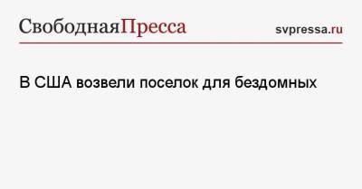 В США возвели поселок для бездомных