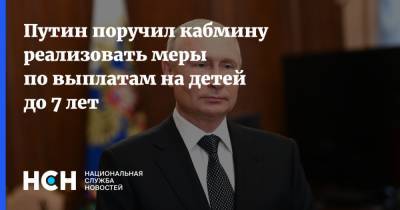 Путин поручил кабмину реализовать меры по выплатам на детей до 7 лет