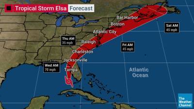 Тропический шторм Эльза достиг побережья Флориды