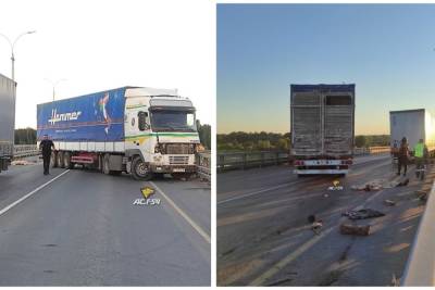 На Северном объезде Новосибирска грузовик рухнул на ремонтировавшего его водителя