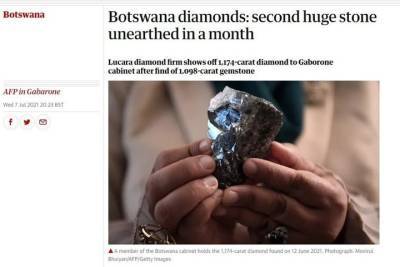 Второй огромный бриллиант за месяц обнаружен в Ботсване