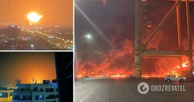 Взрыв в Дубае на корабле: фото и видео происшествия