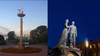 В Петербурге двум памятникам подарили подсветку в честь Дня семьи, любви и верности