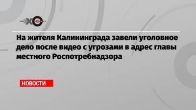 На жителя Калининграда завели уголовное дело после видео с угрозами в адрес главы местного Роспотребнадзора