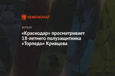 «Краснодар» просматривает 18-летнего полузащитника «Торпедо» Кривцова