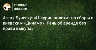 Агент Луческу: «Шкурин полетит на сборы с киевским «Динамо». Речь об аренде без права выкупа»