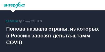 Попова назвала страны, из которых в Россию завозят дельта-штамм COVID