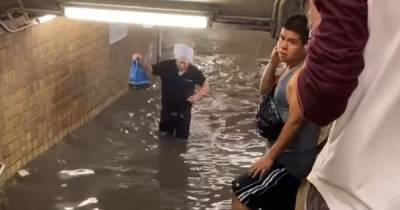 В затопленном метро Нью-Йорка пассажиры вплавь выбирались из подземки (видео)