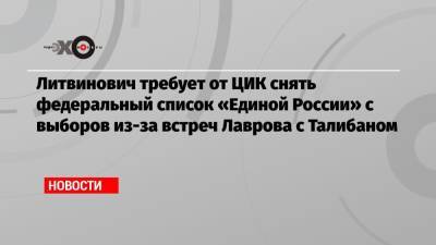 Литвинович требует от ЦИК снять федеральный список «Единой России» с выборов из-за встреч Лаврова с Талибаном