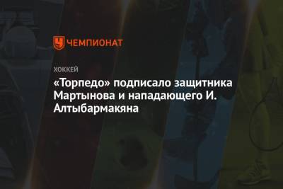 «Торпедо» подписало защитника Мартынова и нападающего И. Алтыбармакяна