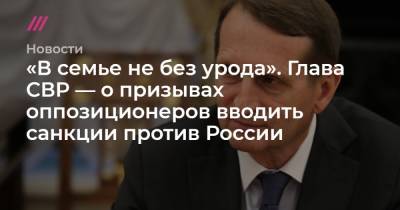 «В семье не без урода». Глава СВР — о призывах оппозиционеров вводить санкции против России