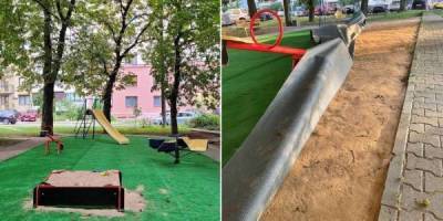 «Положили дырявый ковролин и даже не закрепили»: детская площадка в минском дворе за $5 600