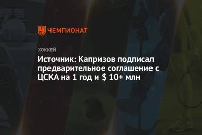 Источник: Капризов подписал предварительное соглашение с ЦСКА на 1 год и $ 10+ млн
