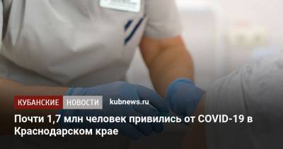 Почти 1,7 млн человек привились от COVID-19 в Краснодарском крае