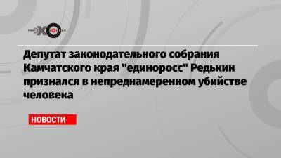 Депутат законодательного собрания Камчатского края «единоросс» Редькин признался в непреднамеренном убийстве человека