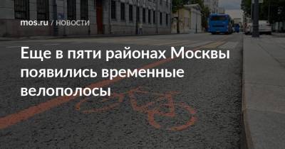 Еще в пяти районах Москвы появились временные велополосы