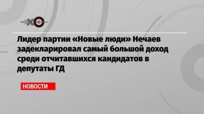 Лидер партии «Новые люди» Нечаев задекларировал самый большой доход среди отчитавшихся кандидатов в депутаты ГД