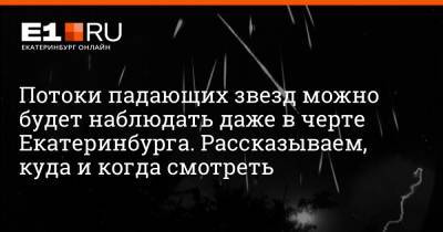 Потоки падающих звезд можно будет наблюдать даже в черте Екатеринбурга. Рассказываем, куда и когда смотреть