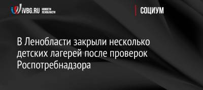 В Ленобласти закрыли несколько детских лагерей после проверок Роспотребнадзора