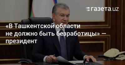 «В Ташкентской области не должно быть безработицы» — президент