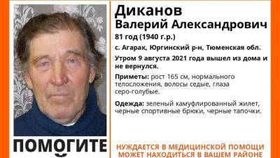 В Тюменской области ушёл из дома и не вернулся пенсионер в тапочках