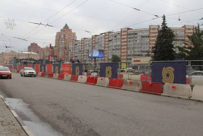 В Туле ремонтируют трамвайные пути по ул. Советской на участке от ул. Ф. Энгельса до ул. Коминтерна