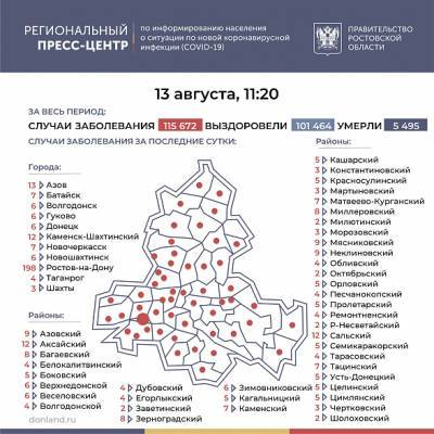 В Ростовской области COVID-19 за последние сутки подтвердился у 486 человек