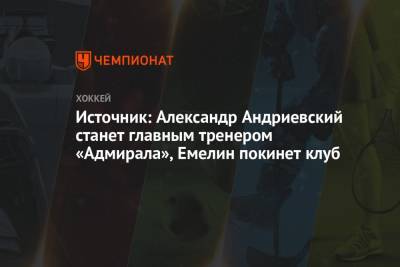 Источник: Александр Андриевский станет главным тренером «Адмирала», Емелин покинет клуб