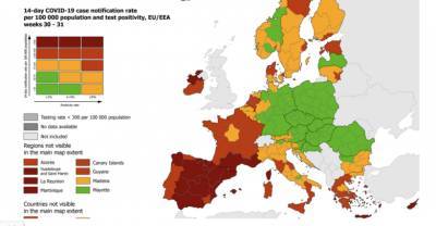 Опубликована карта новых опасных районов Европы для путешествий
