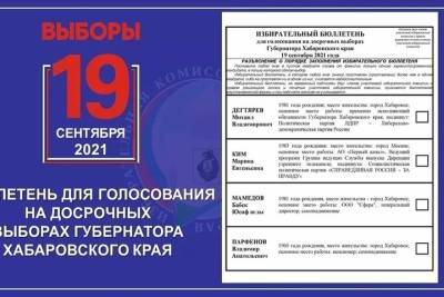 Избирком Хабаровского края утвердил текст избирательного бюллетеня