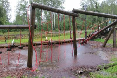 Полоса препятствий в городском парке Суоярви превратилась в болото