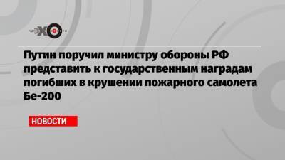 Путин поручил министру обороны РФ представить к государственным наградам погибших в крушении пожарного самолета Бе-200