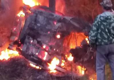 В Касимовском районе иномарка сгорела после ДТП