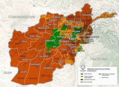Обновление карты контроля Афганистана на вечер 14 августа