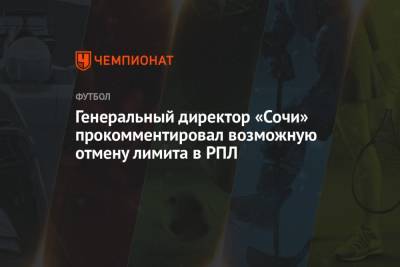 Дмитрий Рубашко - Генеральный директор «Сочи» прокомментировал возможную отмену лимита в РПЛ - championat.com - Сочи - Краснодар