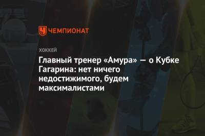 Главный тренер «Амура» — о Кубке Гагарина: нет ничего недостижимого, будем максималистами