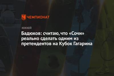 Бадюков: считаю, что «Сочи» реально сделать одним из претендентов на Кубок Гагарина