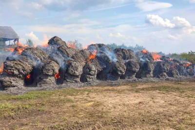 60 рулонов сена сгорело в Смоленской области воскресным днем