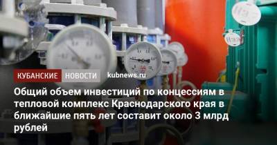 Общий объем инвестиций по концессиям в тепловой комплекс Краснодарского края в ближайшие пять лет составит около 3 млрд рублей