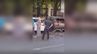 На платной парковке в центре Воронежа на машины упало дерево