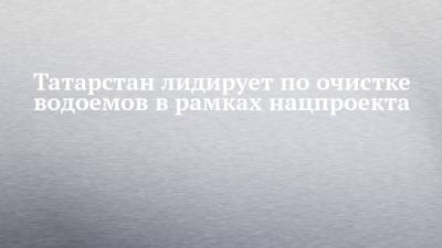 Татарстан лидирует по очистке водоемов в рамках нацпроекта