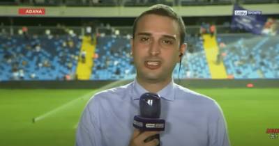 Футбольного журналиста облили водой в прямом эфире (видео)