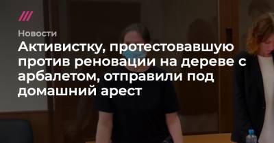 Активистку, протестовавшую против реновации на дереве с арбалетом, отправили под домашний арест