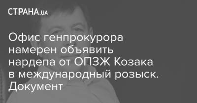 Офис генпрокурора намерен объявить нардепа от ОПЗЖ Козака в международный розыск. Документ